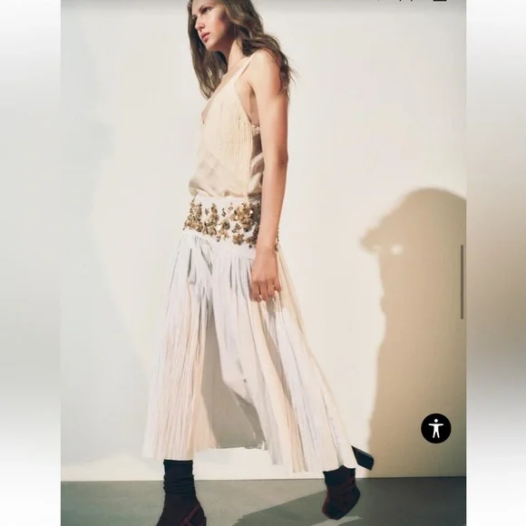 Zara $129 Embellished Jeweled Midi Skirt ZW Collection Size Small NWT - Picture 5 of 11